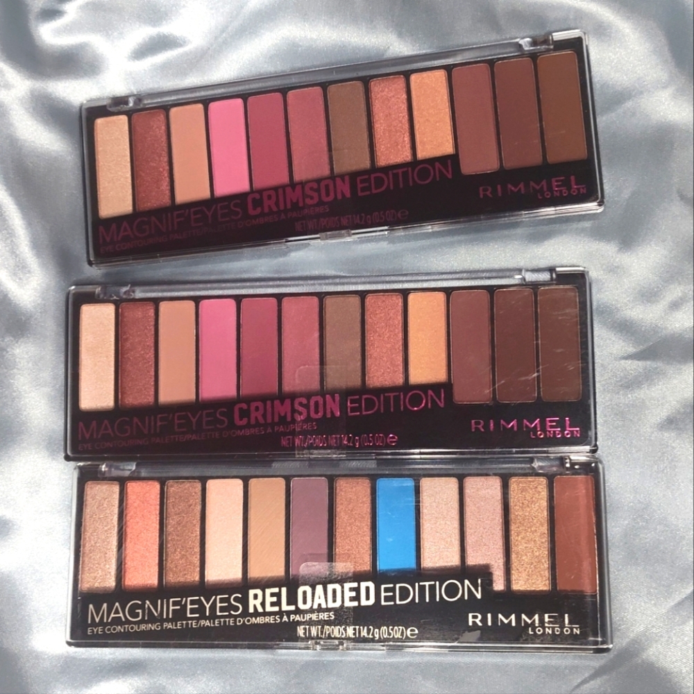 Rimmel London Magnif'eyes Eyeshadow Palettes- 3 Set Crimson And Reloaded Edition